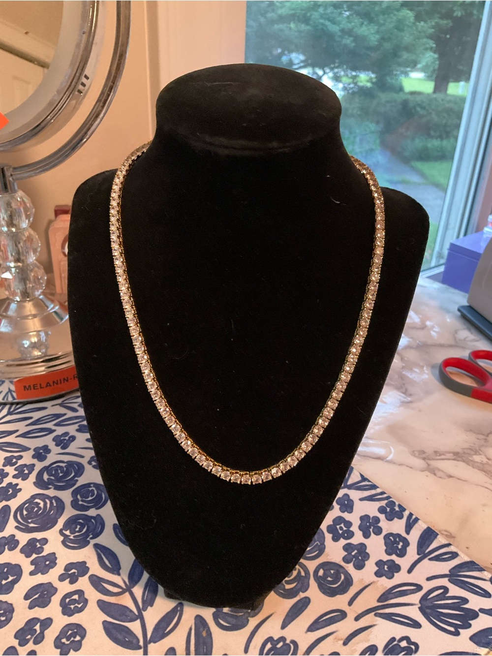 Classic Gold Tennis Necklace with Clear Stones
